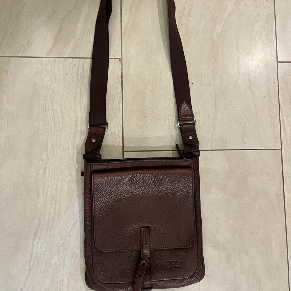 Tumi Shoulder Bag Shibu Leather Embossed Brown - Men's 100% Leather Bag